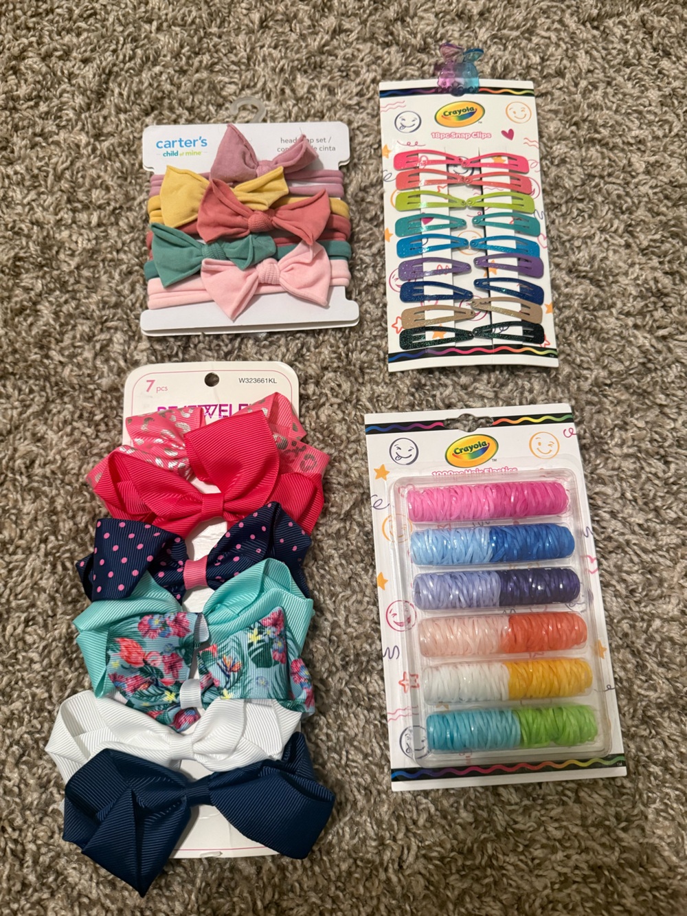 NWT Colorful Girls' Hair Bows, Hair Elastics, Clip Set, & Baby head Wraps